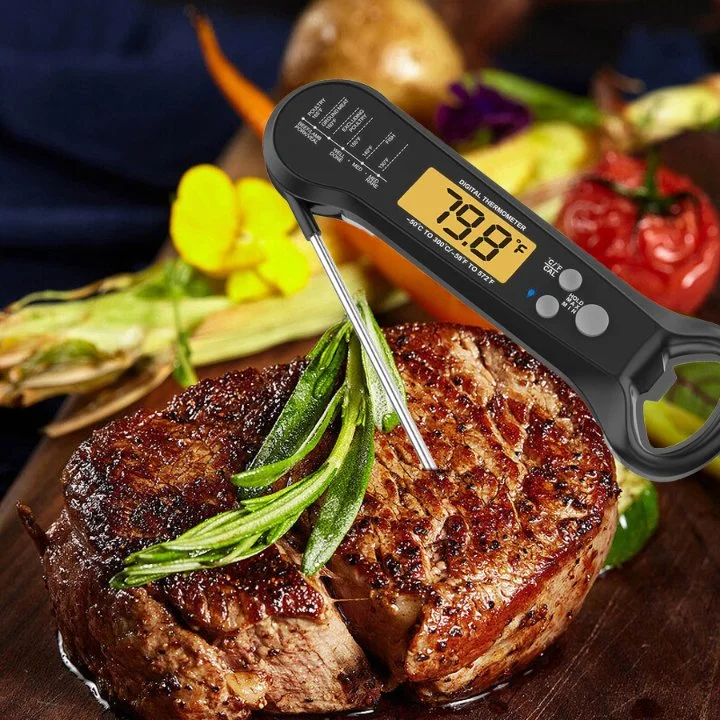2022 νέο ψηφιακό θερμόμετρο με τον έλεγχο που διπλώνει το θερμόμετρο κρέατος για το μαγείρεμα του οικιακού θερμομέτρου